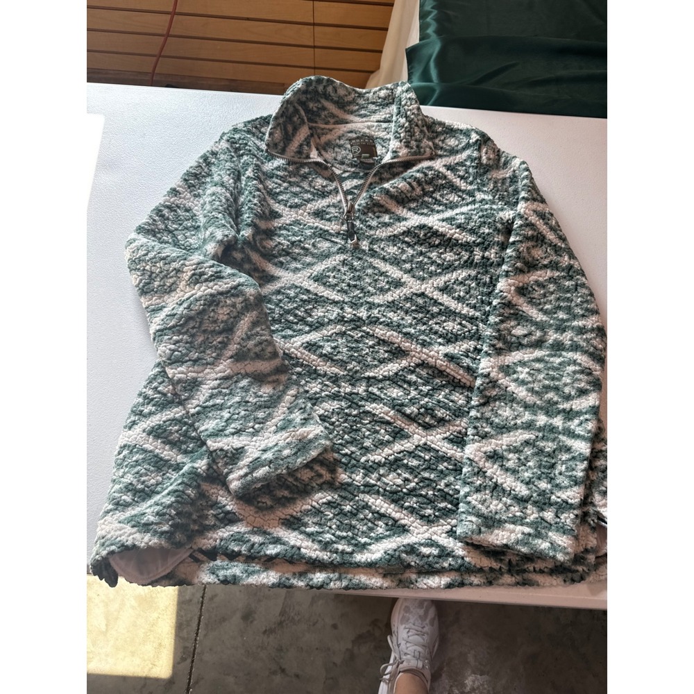 Roper Wear The West Womens Large Sherpa Fleece Quarter Zip Pullover Sage Green